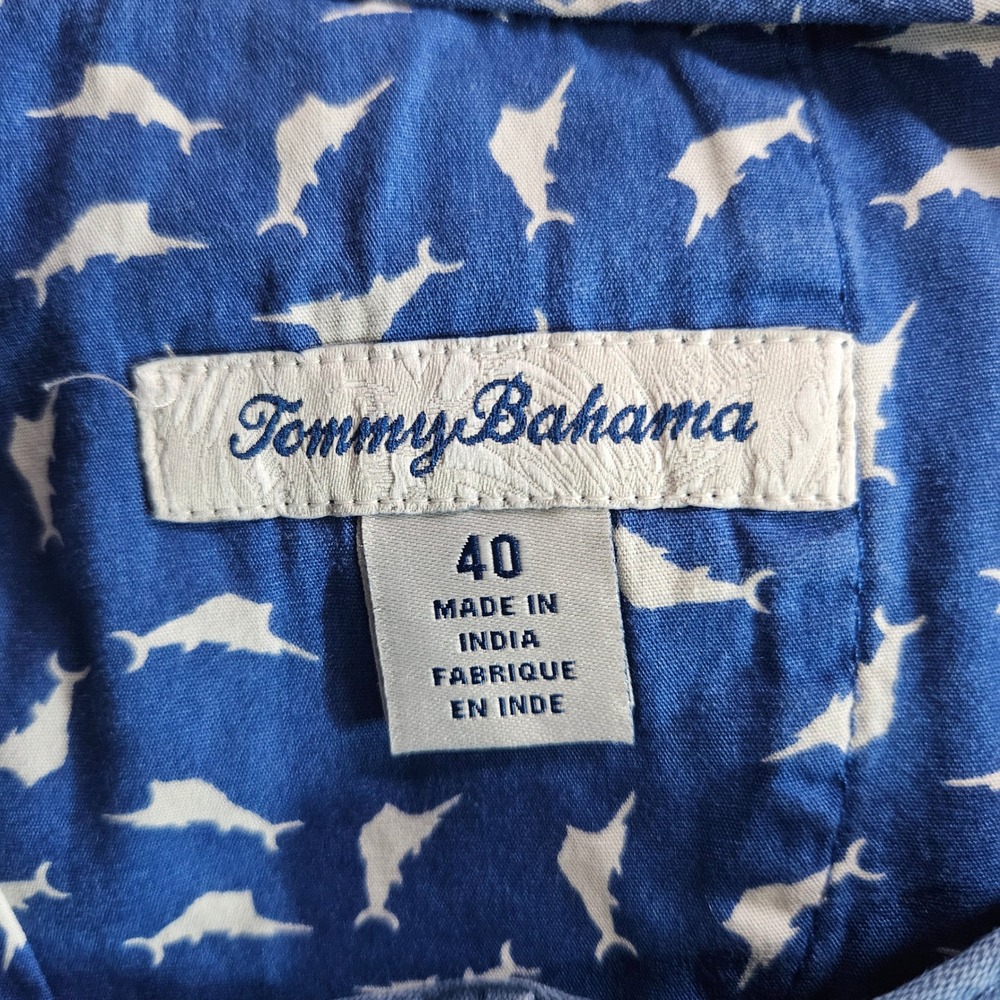Tommy Bahama Boracay Mens Shorts 40 Blue Cotton‎ Blend Flat Front Chino 9 Inseam - Picture 2 of 8